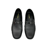 PRELOVED BLACK LEATHER SLIP ON LOAFERS IN BLACK