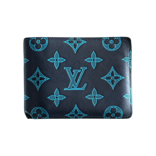 PRELOVED LOUIS VUITTON NAVY AND BLUE MONOGRAM MULTIPLE WALLET