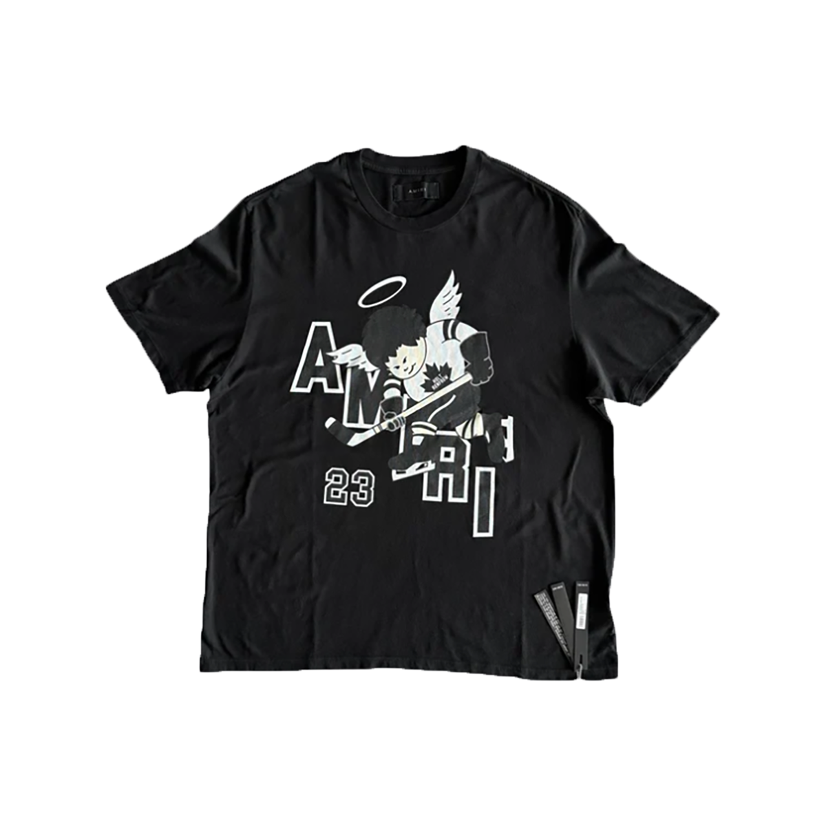 AMIRI HOLR RENFREW BLACK AND WHITE HOCKEY LOGO T-SHIRT