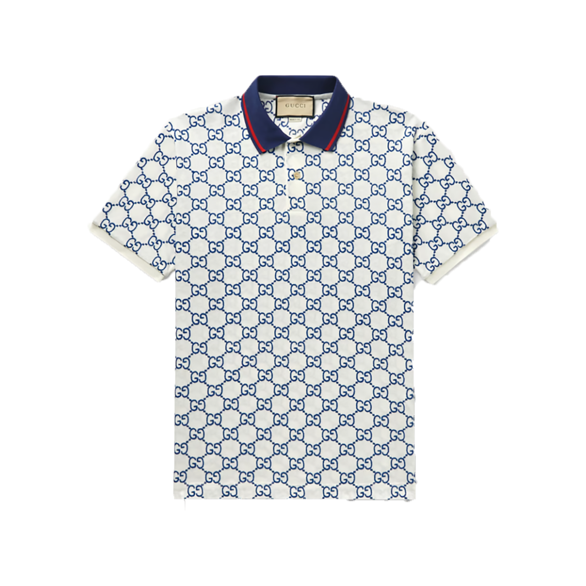 GUCCI LOGO GG EMBROIDERED POLO IN WHITE
