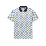GUCCI LOGO GG EMBROIDERED POLO IN WHITE