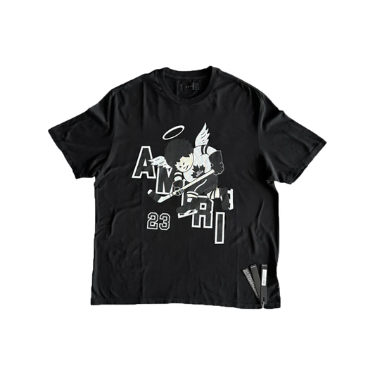 AMIRI HOLR RENFREW BLACK AND WHITE HOCKEY LOGO T-SHIRT
