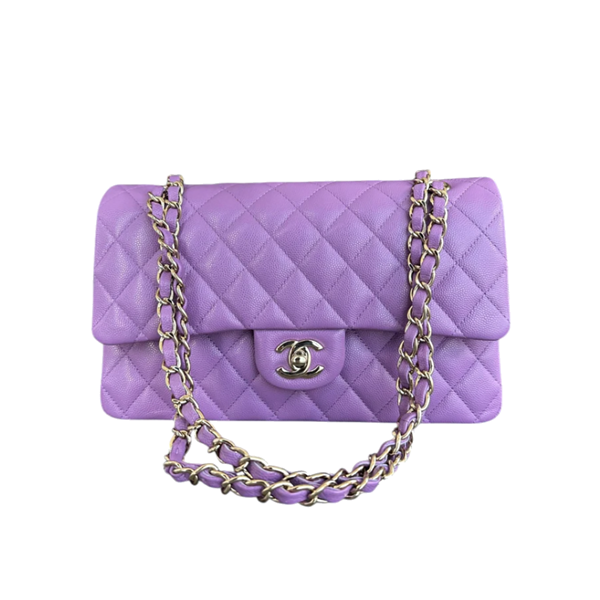 CHANEL PURPLE CAVIAR QUILTED MEDIUM FLAP BAG