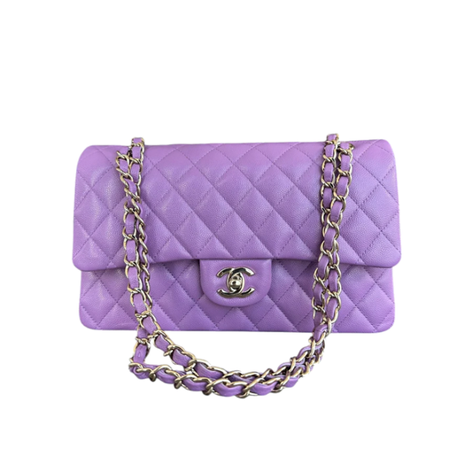 CHANEL PURPLE CAVIAR QUILTED MEDIUM FLAP BAG