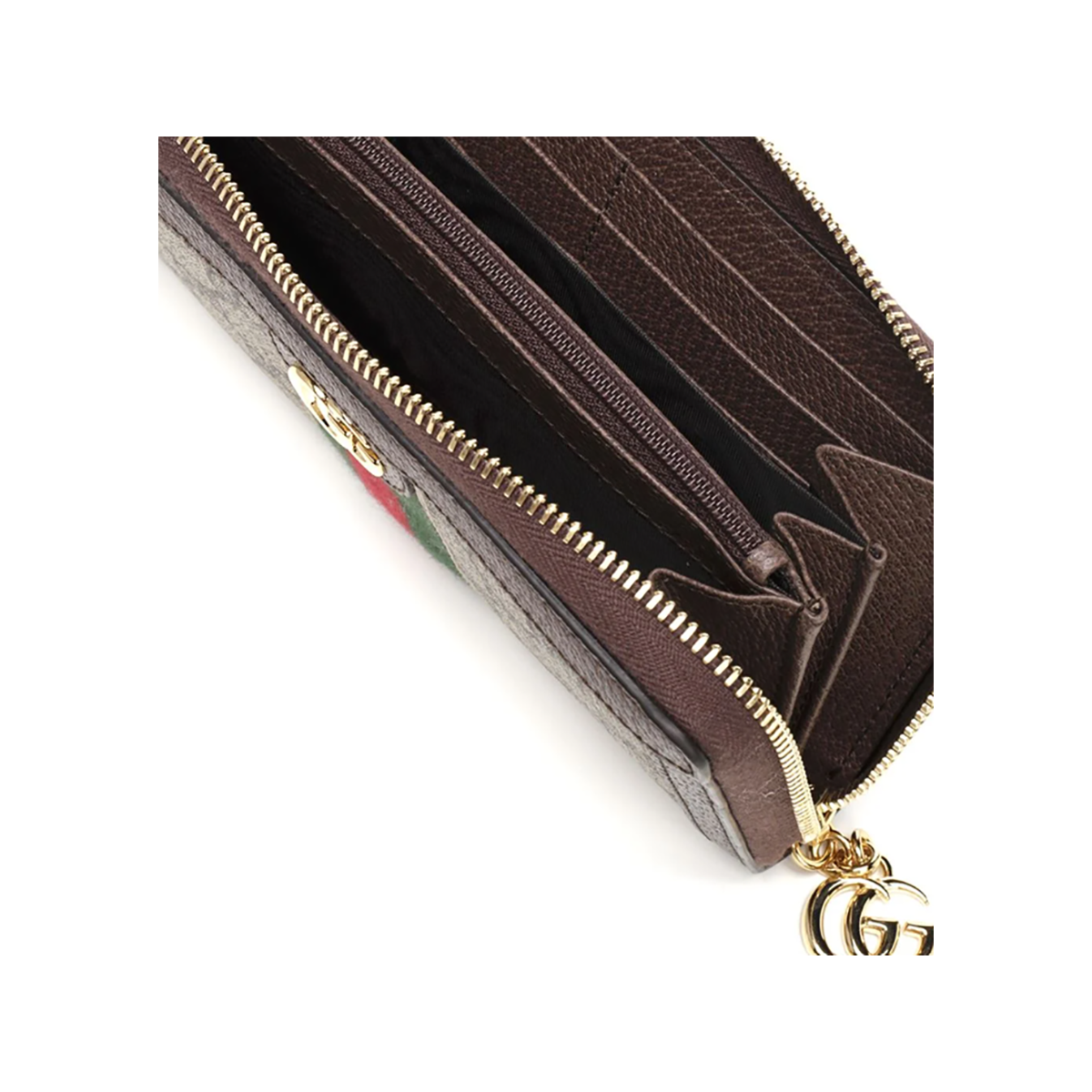 GUCCI OPHIDIA GG ZIP AROUND WALLET IN BEIGE