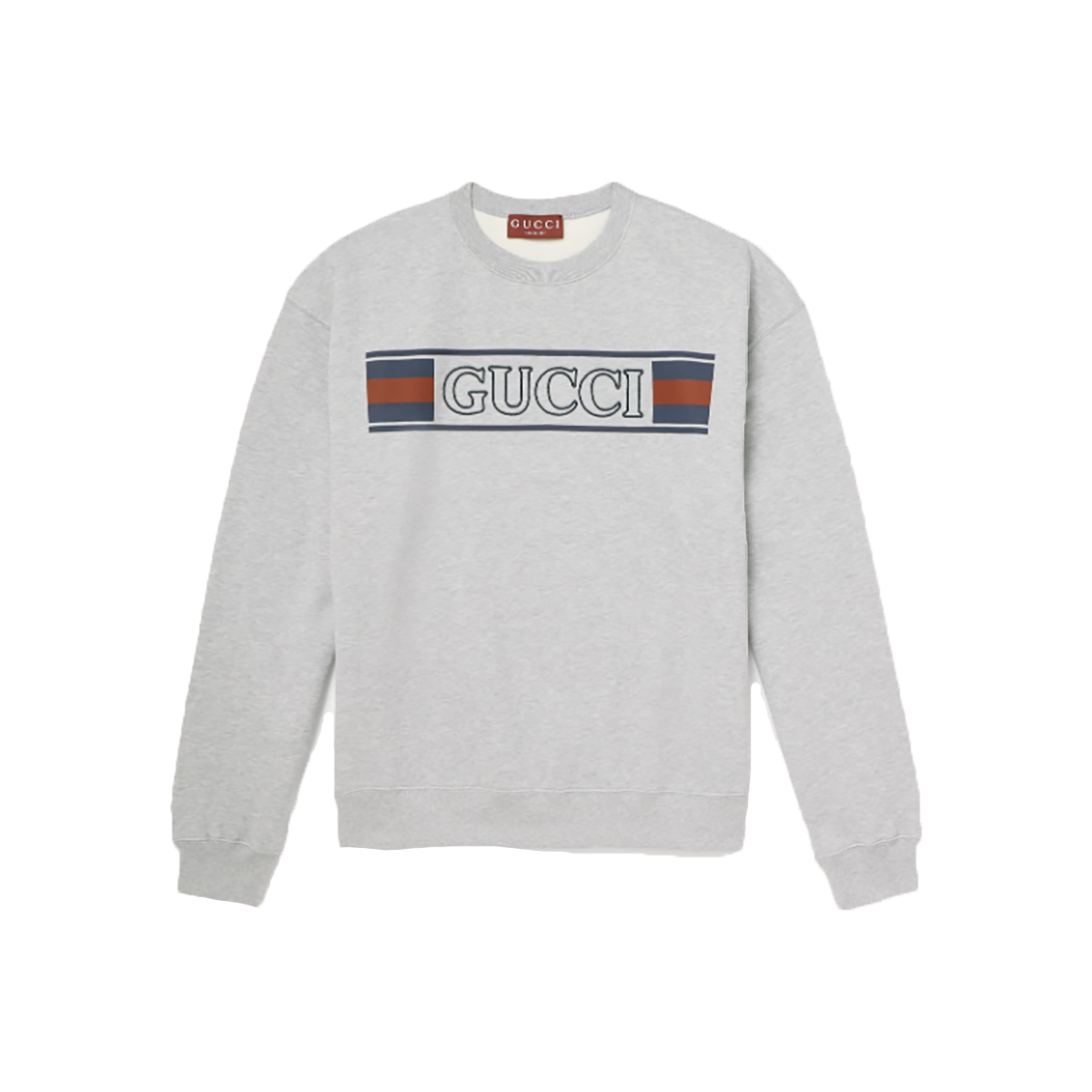 GUCCI LOGO-EMBROIDERED PRINTED COTTON SWEATER IN GRAY