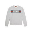 GUCCI LOGO-EMBROIDERED PRINTED COTTON SWEATER IN GRAY
