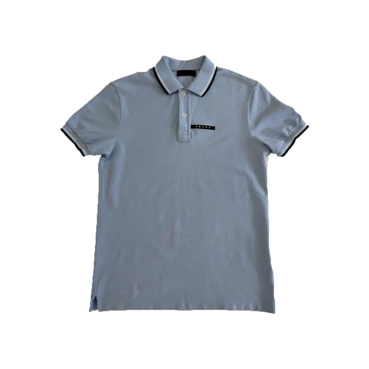 PRELOVED PRADA LOGO BADGE POLO SHIRT IN BABY BLUE