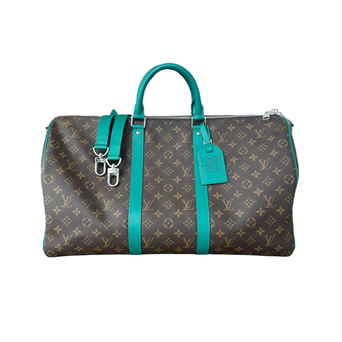 PRELOVED LOUIS VUITTON BROWN AND GREEN MONOGRAM KEEPALL 50