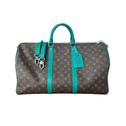 PRELOVED LOUIS VUITTON BROWN AND GREEN MONOGRAM KEEPALL 50