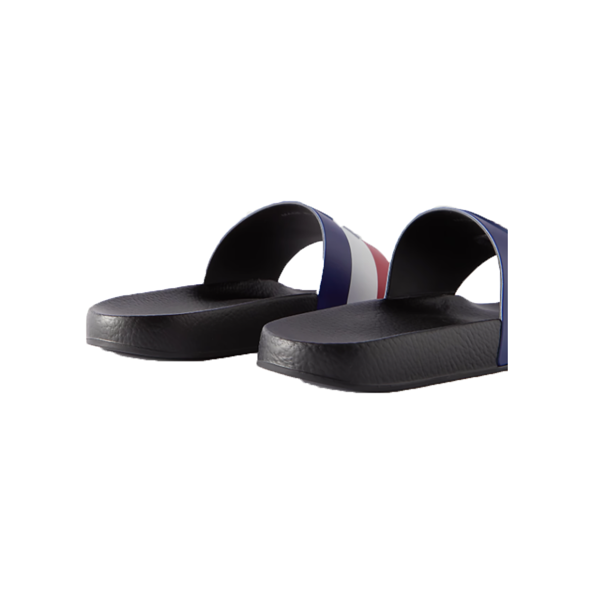 MONCLER BASILE LOGO-EMBOSSED STRIPED RUBBER SLIDDERS
