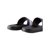 MONCLER BASILE LOGO-EMBOSSED STRIPED RUBBER SLIDDERS
