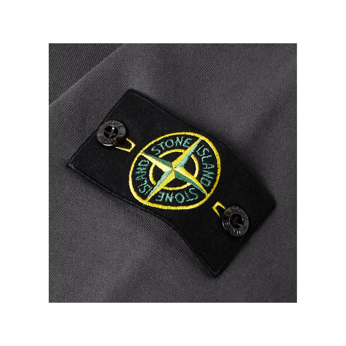 STONE ISLAND LOGO-APPLIQUED GARMENT COTTON SWEATER IN LEAD GRAY