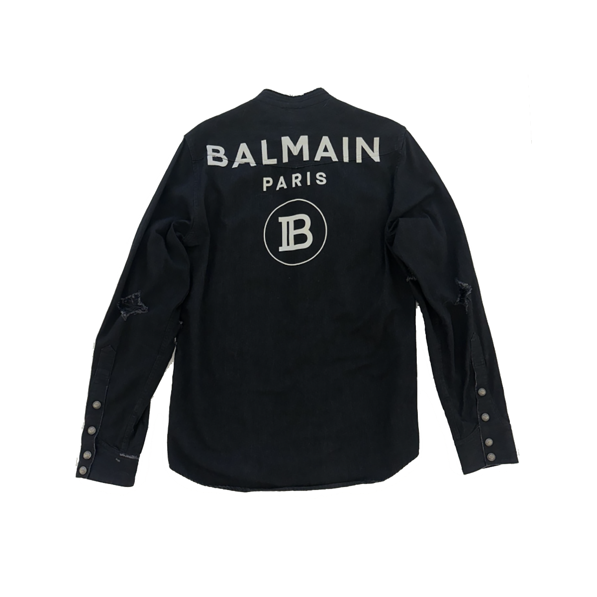 PRELOVED BALMAIN DENIM LOGO PRINT SHIRT