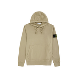 STONE ISLAND LOGO BADGE COTTON HOODIE IN BEIGE