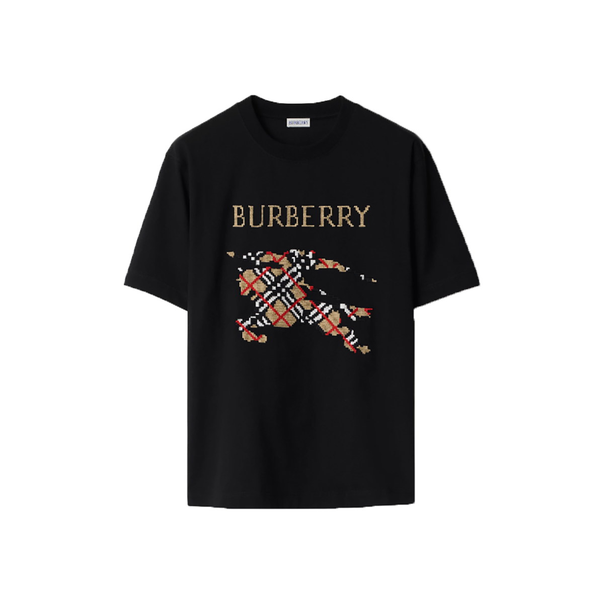 BURBERRY CROSS STITCH EKD COTTON T-SHIRT IN black