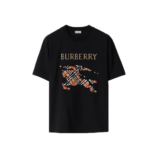 BURBERRY CROSS STITCH EKD COTTON T-SHIRT IN black