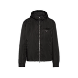 PRADA RE-NYLON HOODED BLOUSON JACKET IN BLACK