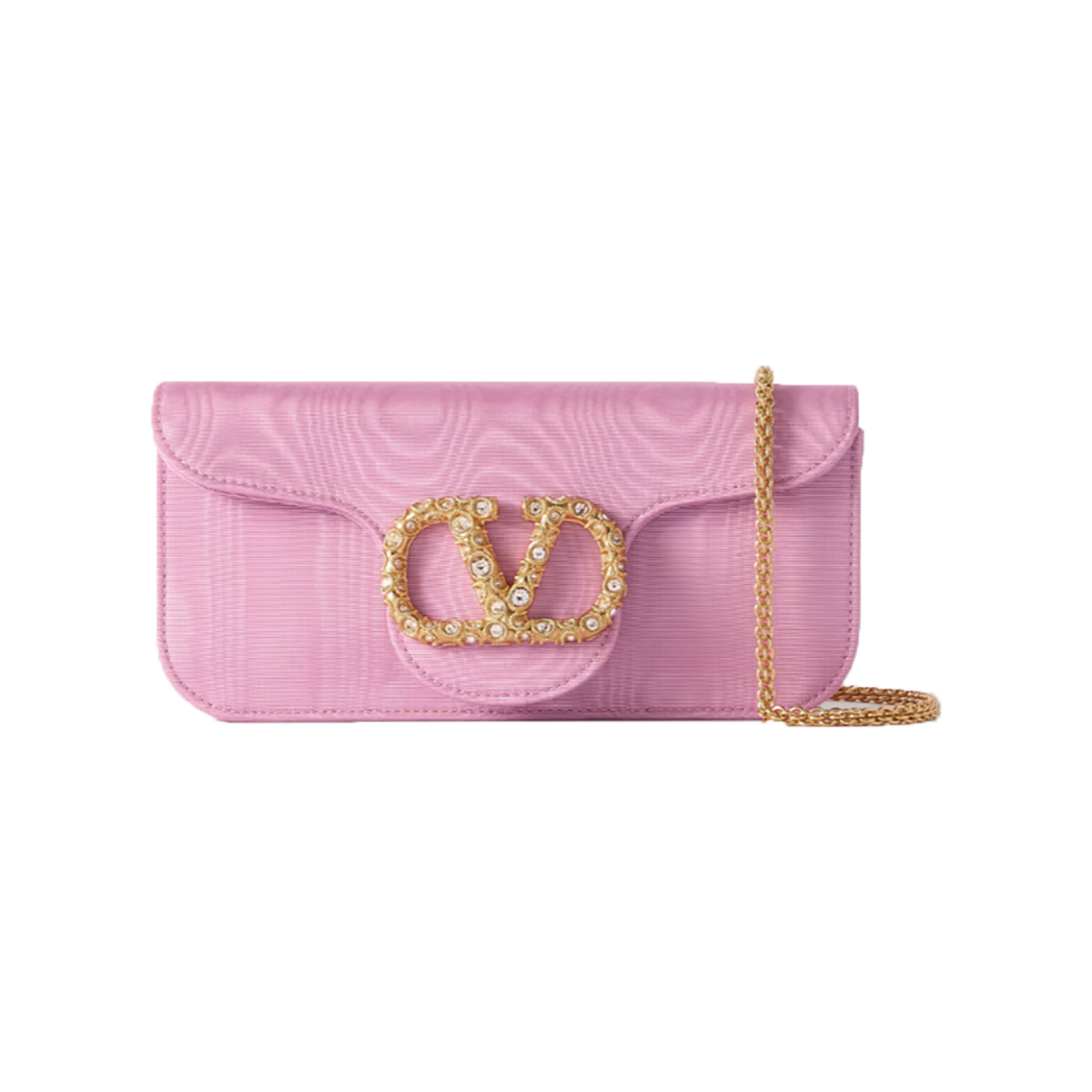 VALENTINO LOCO EMBELLISHED MOIRE BAG IN PINK