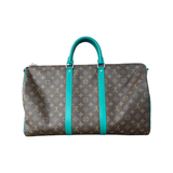 PRELOVED LOUIS VUITTON BROWN AND GREEN MONOGRAM KEEPALL 50