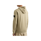 STONE ISLAND LOGO BADGE COTTON HOODIE IN BEIGE