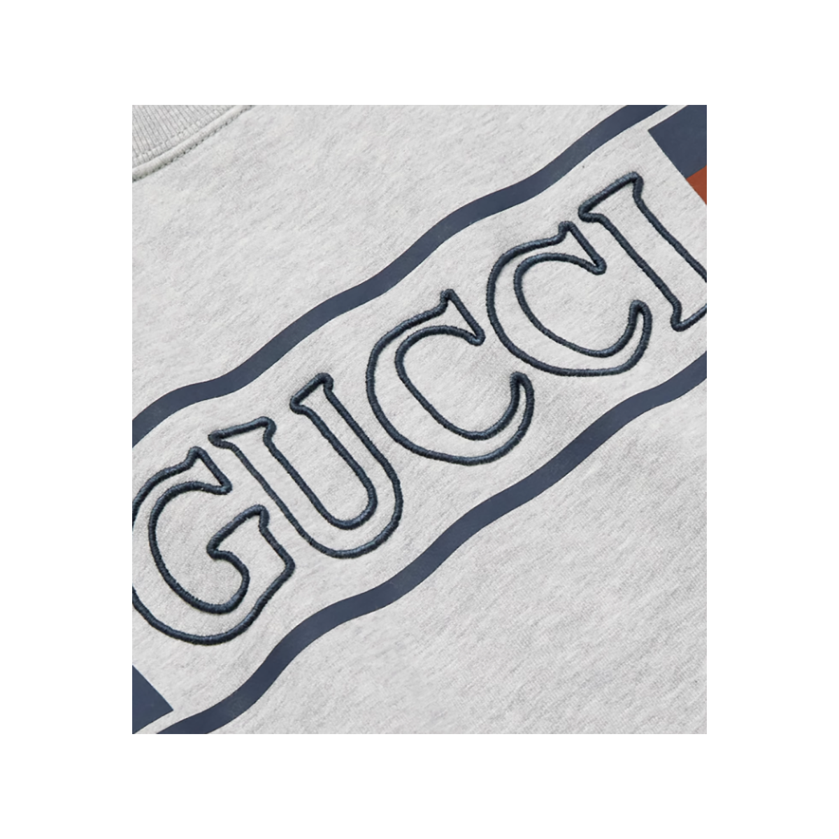 GUCCI LOGO-EMBROIDERED PRINTED COTTON SWEATER IN GRAY