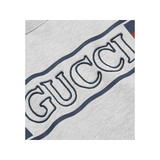 GUCCI LOGO-EMBROIDERED PRINTED COTTON SWEATER IN GRAY