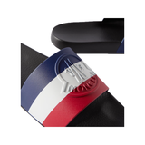 MONCLER BASILE LOGO-EMBOSSED STRIPED RUBBER SLIDDERS