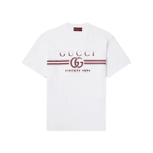 GUCCI CHEST LOGO PRINT CHEST T-SHIRT IN WHITE