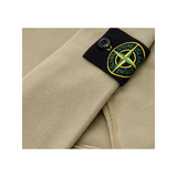 STONE ISLAND LOGO BADGE COTTON HOODIE IN BEIGE