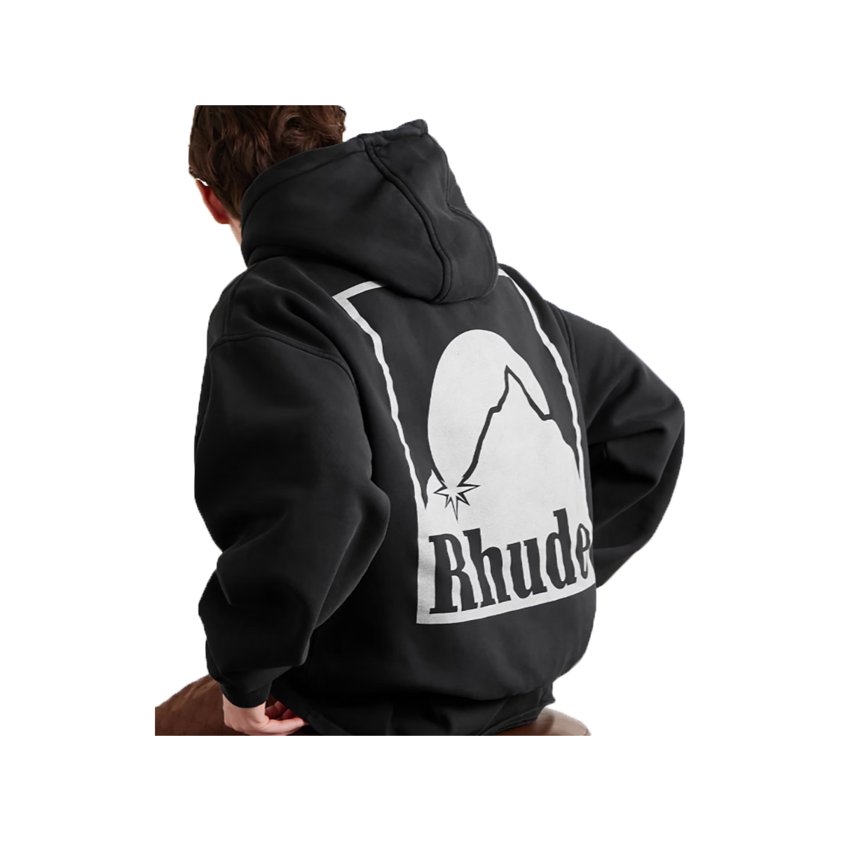 RHUDE MOONLIGHT BADGE LOGO-PRINT HOODIE IN BLACK