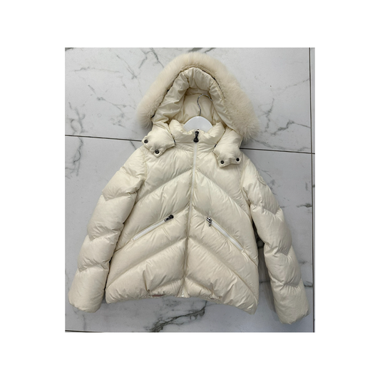 PRELOVED MONCLER JUNIOR FUR JACKET IN WHITE