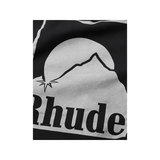 RHUDE MOONLIGHT BADGE LOGO-PRINT HOODIE IN BLACK