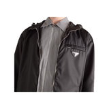 PRADA RE-NYLON HOODED BLOUSON JACKET IN BLACK