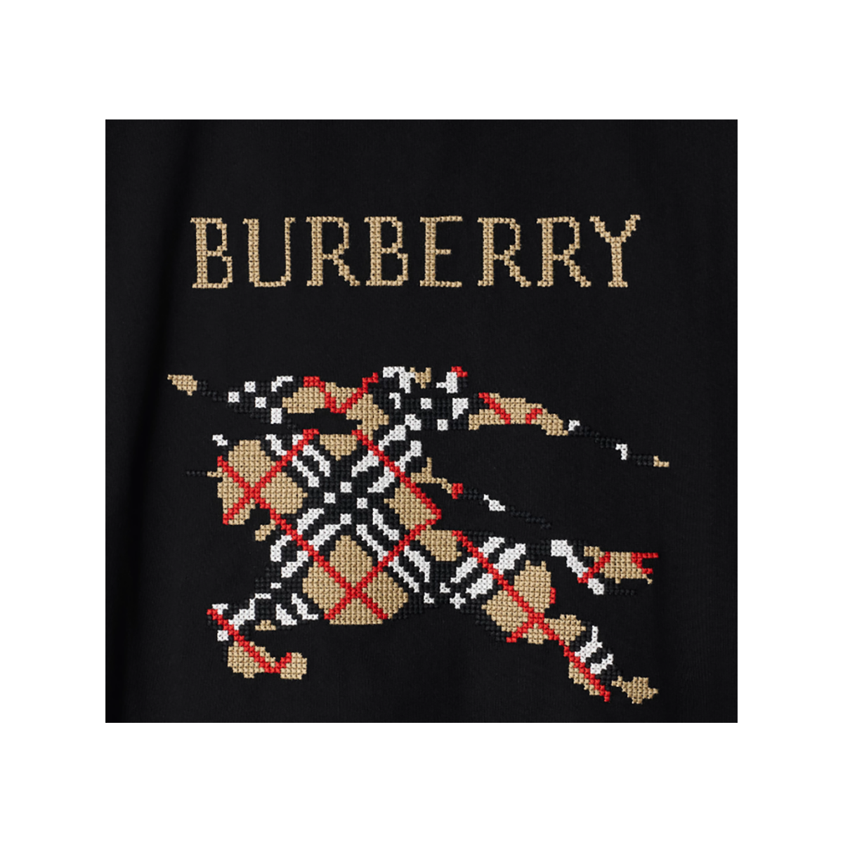 BURBERRY CROSS STITCH EKD COTTON T-SHIRT IN black