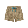 GUCCI LIDO STRAIGHT-LEG LOGO SHORTS IN BEIGE