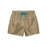 GUCCI LIDO STRAIGHT-LEG LOGO SHORTS IN BEIGE