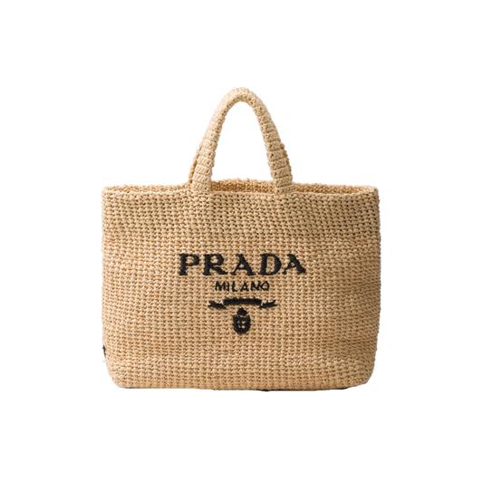 PRADA NATURAL CROCHET TOTE BAG