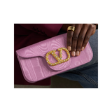 VALENTINO LOCO EMBELLISHED MOIRE BAG IN PINK