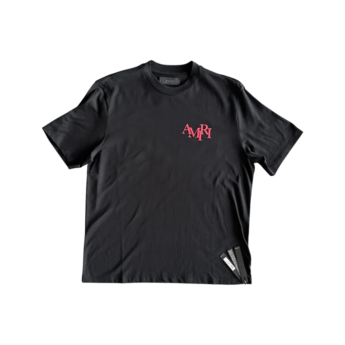 AMIRI BLACK AND RED STAGGERED LOGO T-SHIRT