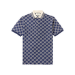 GUCCI LOGO GG EMBROIDERED POLO IN NAVY