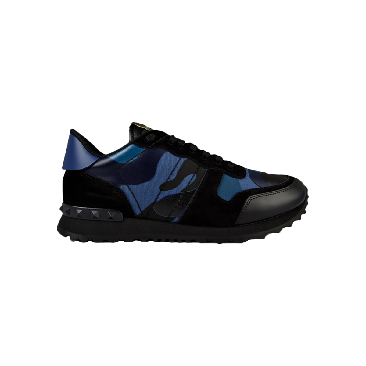 VALENTINO ROCKSTUD CAMO TRAINERS IN BLUE