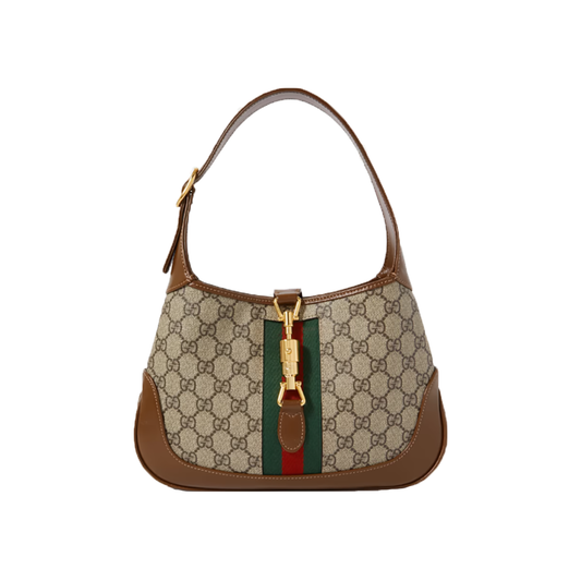 GUCCI JACKIE 1961 COATED CANVAS AND LEATHER SHOULDER BAG