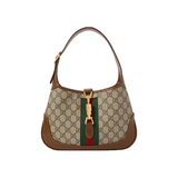 GUCCI JACKIE 1961 COATED CANVAS AND LEATHER SHOULDER BAG
