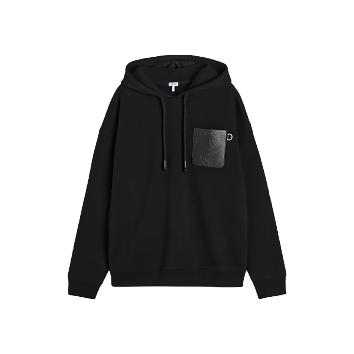 LOEWE COTTON LOGO BADGE HOODIE IN BLACK
