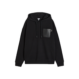 LOEWE COTTON LOGO BADGE HOODIE IN BLACK