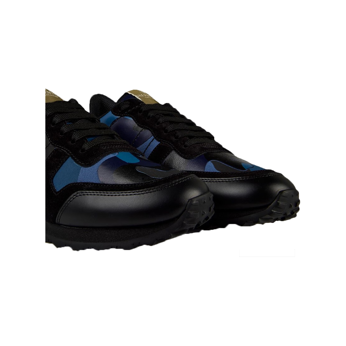VALENTINO ROCKSTUD CAMO TRAINERS IN BLUE