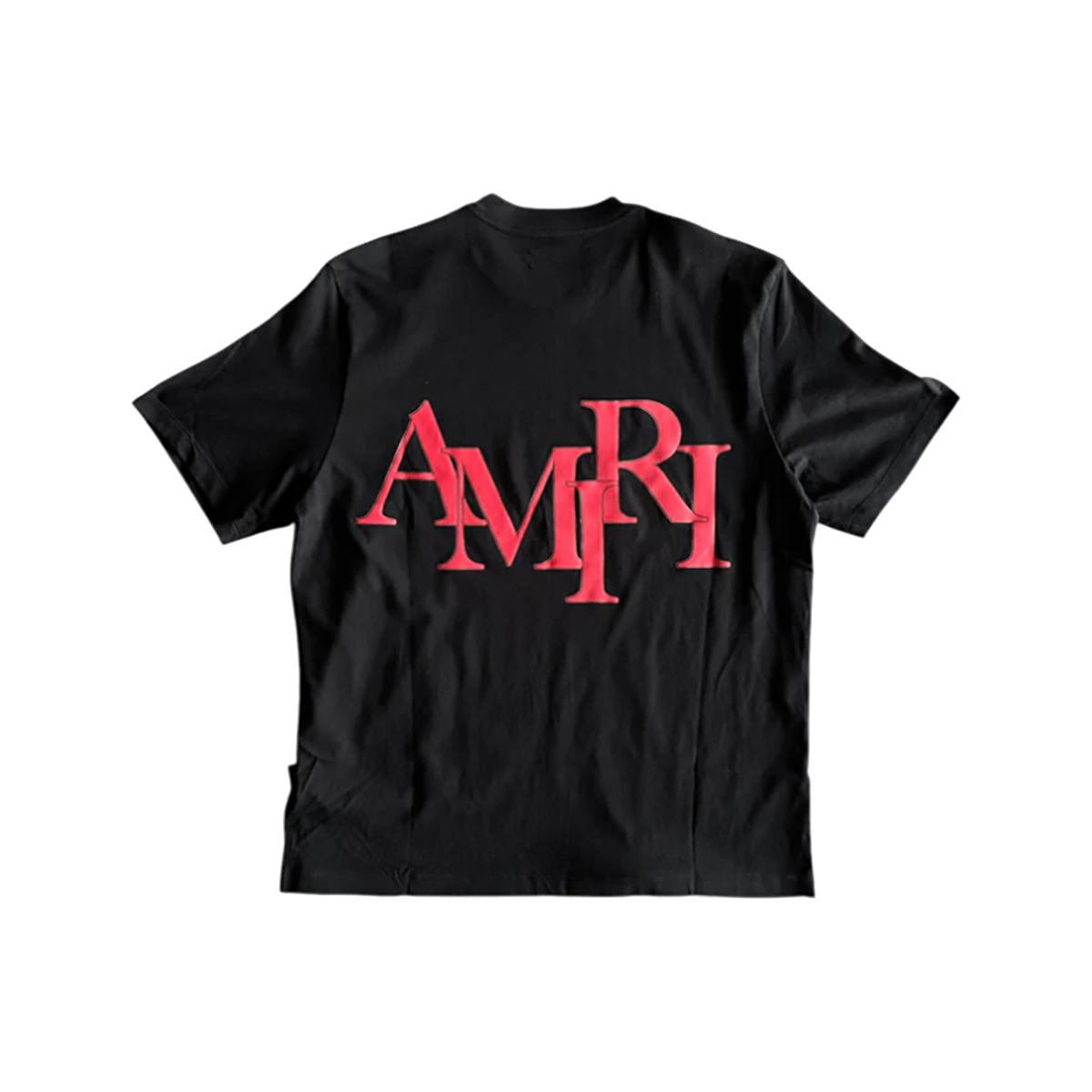 AMIRI BLACK AND RED STAGGERED LOGO T-SHIRT
