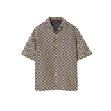 GUCCI LINEN BLEND CANVAS SHIRT IN BEIGE