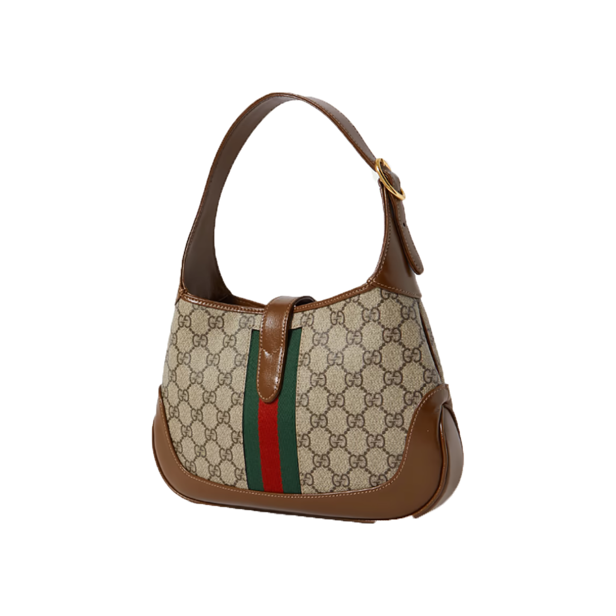 GUCCI JACKIE 1961 COATED CANVAS AND LEATHER SHOULDER BAG